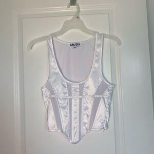 I.AM.GIA White Satin Corset Top
